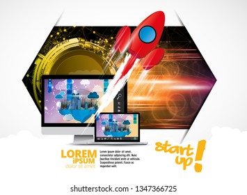 Galaxy space ship rocket, creative idea. vector, vector illustration