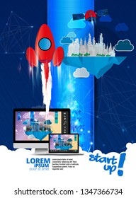 Galaxy space ship rocket, creative idea. vector, vector illustration