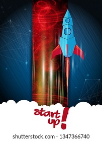 Cohetes de nave espacial Galaxy, idea creativa. vector, ilustración vectorial