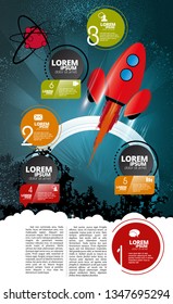 Cohetes de nave espacial Galaxy, idea creativa. vector, ilustración vectorial