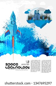Galaxy space ship rocket, creative idea. vector, vector illustration