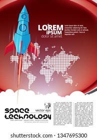Galaxy space ship rocket, creative idea. vector, vector illustration
