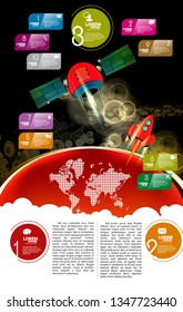 Galaxy space ship rocket, creative idea. vector, vector illustration
