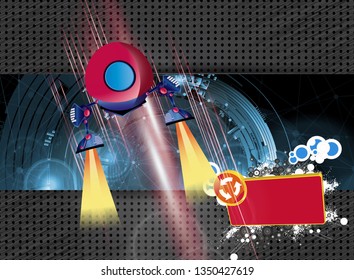 cohete de nave espacial Galaxy, idea creativa, vector