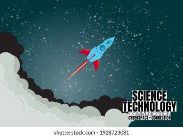 Galaxy space ship rocket, creative idea, vector