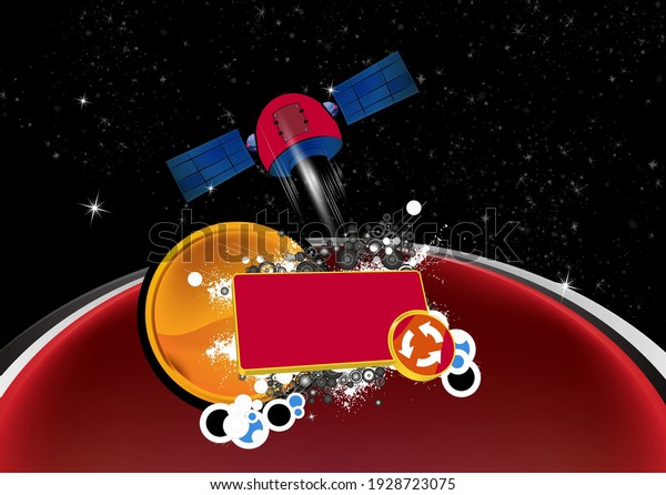 Galaxy space\
ship rocket, creative idea,\
vector