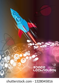 Galaxy space ship rocket, vector