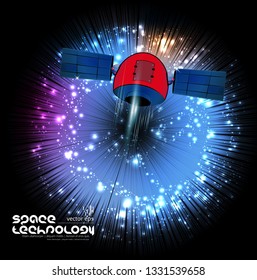 Galaxy space ship rocket, vector