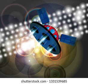 Galaxy space ship rocket, vector