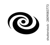 Galaxy Spiral icon featuring a rotating spiral galaxy with elegant cosmic arms. Premium black and white vector illustration representing astronomy, deep space, celestial exploration, and the universe.
