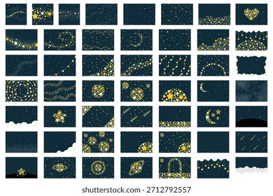 Galáxia e estrela noite fundo definido. Ilustração vetorial.