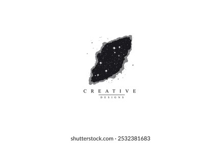 Galaxy with stars black vector white background