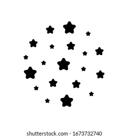 Galaxy with stars, night sky. Black icon on white background