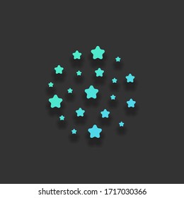 Galaxy with stars, night sky. Colorful logo concept with soft shadow on dark background. Icon color of azure ocean