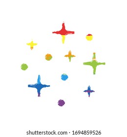 Galaxy with stars, night sky. Drawing sign with LGBT style, seven colors of rainbow (red, orange, yellow, green, blue, indigo, violet