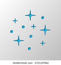 Galaxy with stars, night sky. Paper design. Cutted symbol with shadow