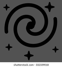 Galaxy Stars vector icon. Style is flat black symbol, rounded angles, gray background.
