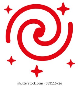 Galaxy Stars vector icon. Style is flat intensive red symbol, rounded angles, white background.