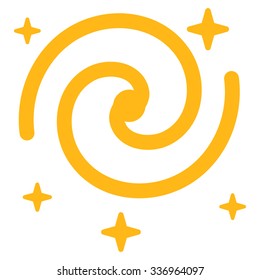 Galaxy Stars vector icon. Style is flat yellow symbol, rounded angles, white background.