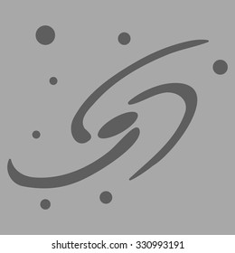Galaxy System vector icon. Style is flat dark gray symbol, rounded angles, silver background.