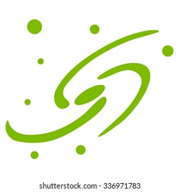 Galaxy System vector icon. Style is flat eco green symbol, rounded angles, white background.