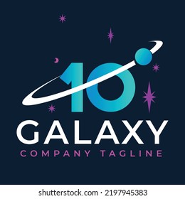 Galaxy Template On 10 Letter. Planet  Logo Design Concept