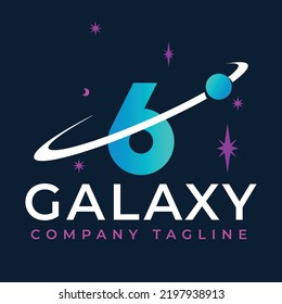 Galaxy Template On 6 Letter. Planet  Logo Design Concept