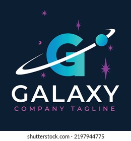 Galaxy Template On G Letter. Planet  Logo Design Concept