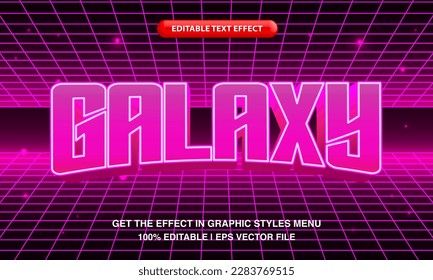 texto galaxia, estilo retro futurista neón luz editable efecto de texto