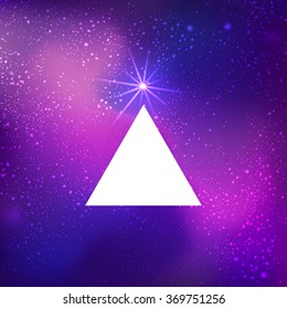 Galaxy triangle background. Vector bright colorful cosmos illustration. Abstract cosmic background with stars. Vector design for music albums, posters, flyers, web design and mobile application.