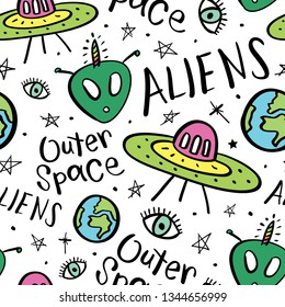 Galaxy, universe concept seamless pattern endless repeating texture background / Vector illustration design for textile graphics, fashion fabrics, prints, wallpapers etc