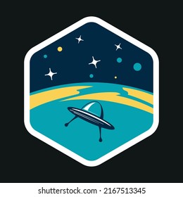 galaxy universe ufo illustration flat vector design