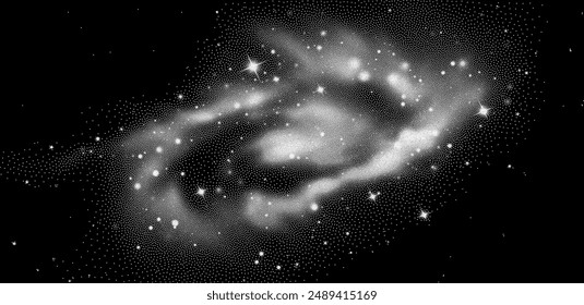 Galaxy vector background black and white illustration