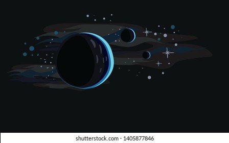 galaxy vector cartoon illustration dark card 