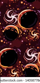 galaxy vector cartoon illustration dark seamless pattern