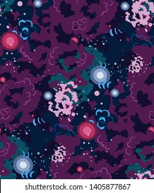 galaxy vector cartoon illustration dark seamless pattern