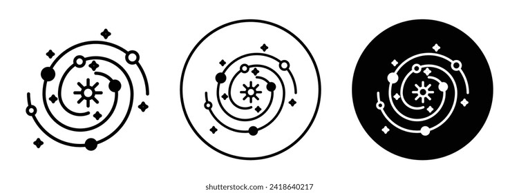 Colección de conjunto de iconos vectoriales de galaxia. Icono plano de contorno de galaxia.