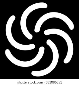 Galaxy vector icon. Style is flat white symbol, rounded angles, black background.