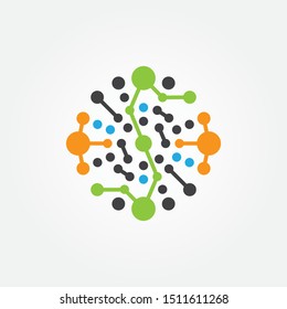 Galaxy vector molecule, abstract circle, design line art