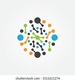 Galaxy vector molecule, abstract circle, design line art