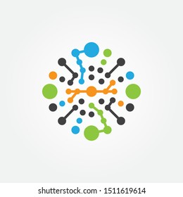 Galaxy vector molecule, abstract circle, design line art