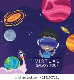Galaxy Virtual Reality Vector Poster