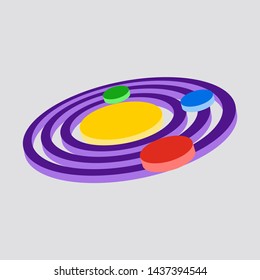 Galaxy.Planets of the solar system.Isometric and 3D view.