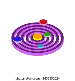 Galaxy.Planets of the solar system.Isometric and 3D view.