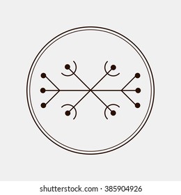 Galdrastafir. Helm of awe. Magic runic symbols that appeared in the early Middle Ages in Iceland. Is a few, or multiple, intertwined runes, often highly stylized. Stock vector.