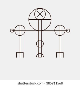 Galdrastafir. Magic runic symbols that appeared in the early Middle Ages in Iceland. Is a few, or multiple, intertwined runes. A lesser circle of protection. Stock vector.