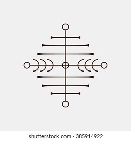 Galdrastafir. Magic runic symbols that appeared in the early Middle Ages in Iceland. Is a few, or multiple, intertwined runes. Stock vector.