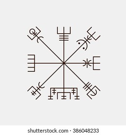 Galdrastafir. Magic runic symbols that appeared in the early Middle Ages in Iceland. Is a few, or multiple, intertwined runes. Vegvisir. Magic Navigation  Vikings Compass 