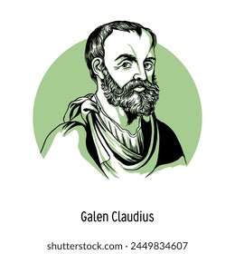 Galen Claudius was an ancient Roman physician, surgeon and philosopher of Greek descent. Hand drawn vector illustration