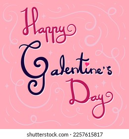 Galentines Day Hand Lettering Typography with Cute Pink Color Background. Love Romance Design Theme Template.eps